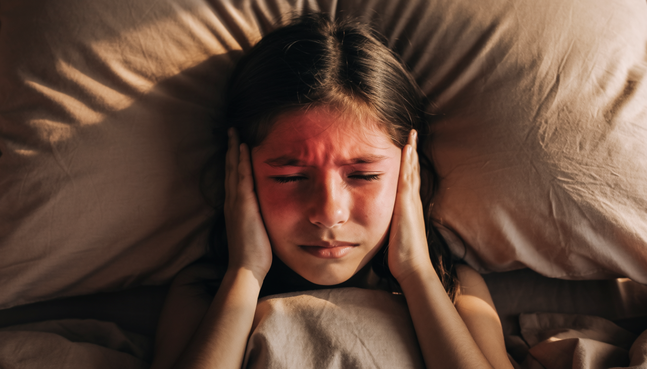 Bambina con febbre e mal d'orecchio