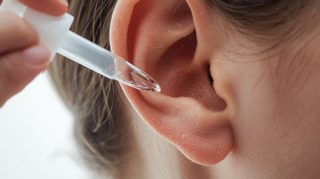 Gocce auricolari inserite nelle orecchie