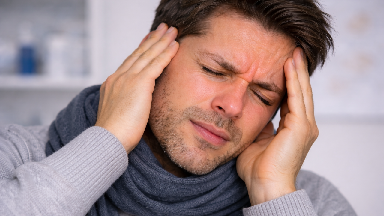 Hombre que sufre de vértigo