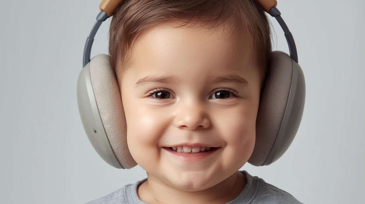Baby with earmuffs