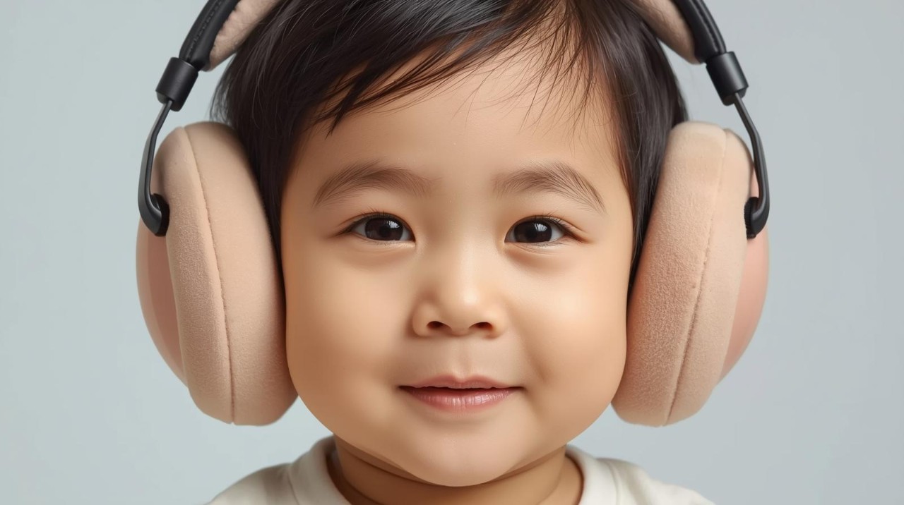 Asian kid with earmuffs