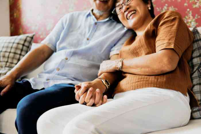 Senior couple on sofa