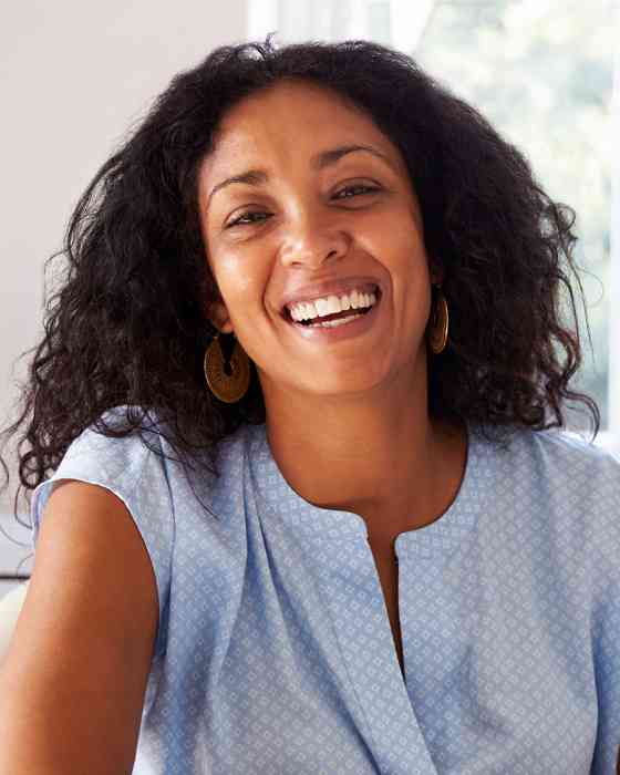 Woman with curly hair