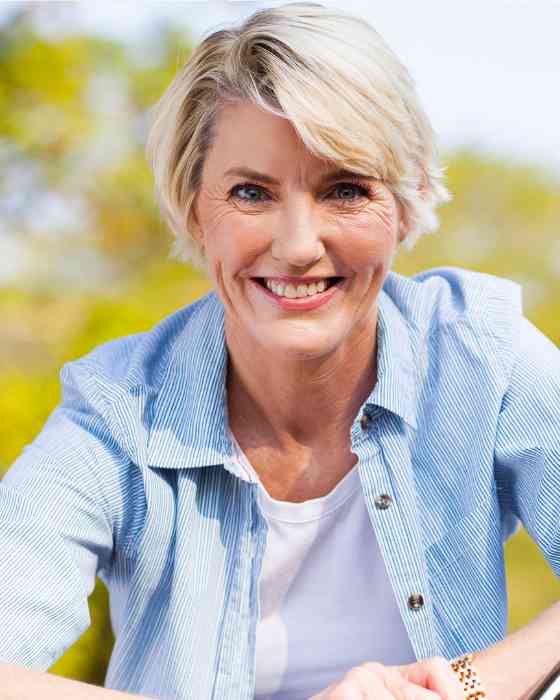 White old woman smiling