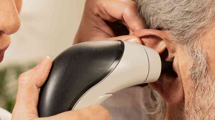 Close up of a hearing test on a man